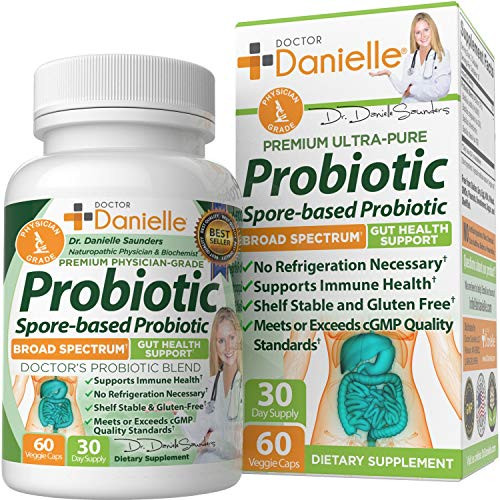 Dr Danielle Probiotic   Probiotics for Women and Men Adults by Dr Danielle   Shelf Stable Probiotic Supplement   No Refrigeration Necessary   Bacillus   60 Capsules