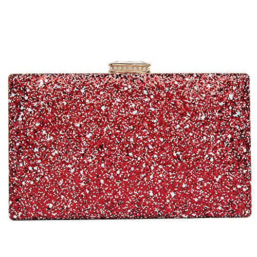 CARIEDO Women s Sparkling Clutch Purse Elegant Glitter Evening Bags Bling Evening Handbag for Dance Wedding Party Prom Bride Red