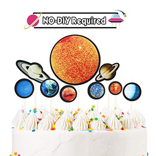 Solar System Cake Topper Space Cupcake Toppers Outer Space Themed Cake Picks Kids Birthday Party Anniversary Decoration Supplies