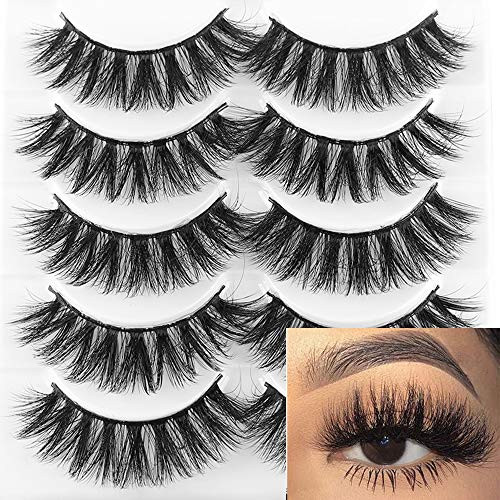3D Mink False Eyelashes Full Strips Thick Cross Long Lashes Wispy Fluffy Eye Makeup Tools 5 Pairs  Q6