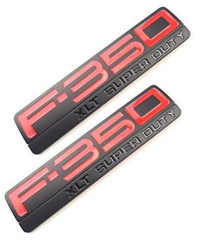 2 Pack F 350 XLT Super Duty Side Fender Emblems Badge 3D logo Replacement for F350 XLT Pickup Black Red