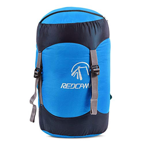 REDCAMP Nylon Compression Stuff Sack Lightweight Sleeping Bag Compression Sack Great for Backpacking Hiking and Camping Blue L
