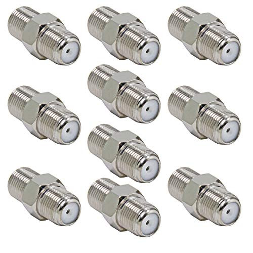 Coaxial Cable Connector 10 Pack F Type Female to Female TV Cable Coupler Adapter RFAdapter for Antenna RG6 Coax Modem