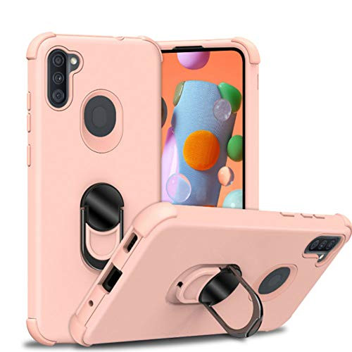 Ryphez for Samsung Galaxy A11 CaseCase for Galaxy A11 Dual Layer  Magnetic Car Mount Support  Shockproof Armor Defender Hybrid Case with Full Degree Rotating Ring Kickstand for Galaxy A11 Rose Gold