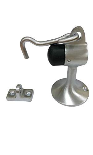 QCAA Solid Brass Door Stop 3 15 16  Height Satin Chrome 1 Pack