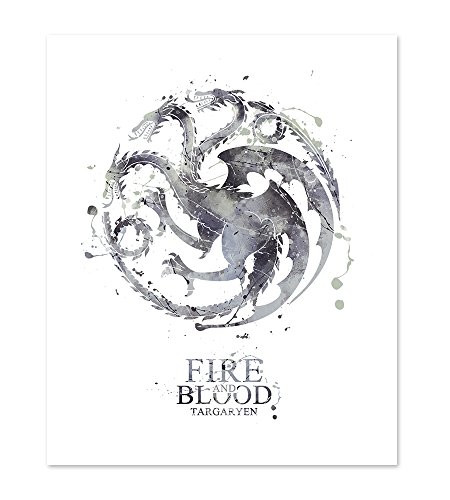 8x10 P42 Game of Thrones Fire and Blood House Targaryen Poster - Watercolor Print inspired Wall Art Home Decor