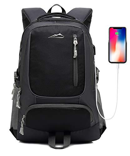 Backpack For School College Student Business Travel Bookbag with USB Charging Port  Black
