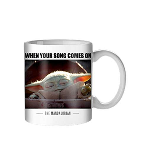 Silver Buffalo Star Wars The Mandalorian Song Comes On Ceramic Mug 20 Ounce White