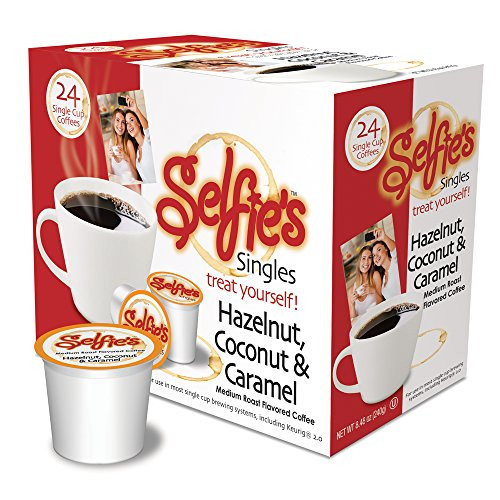 Selfie's Singles Hazelnut Coconut and Caramel Single Cup Coffee 24 Count for Keurig K-Cup Brewers Sweet and Rich Medium Roast Flavored Coffee Single-Serve Coffee Pods Selfie's Singles Hazelnut Coconut and Caramel Single Cup Coffee 24 Count for Keurig K-Cup Brewers Sweet and Rich Medium Roast Flavored Coffee Single-Serve Coffee Pods