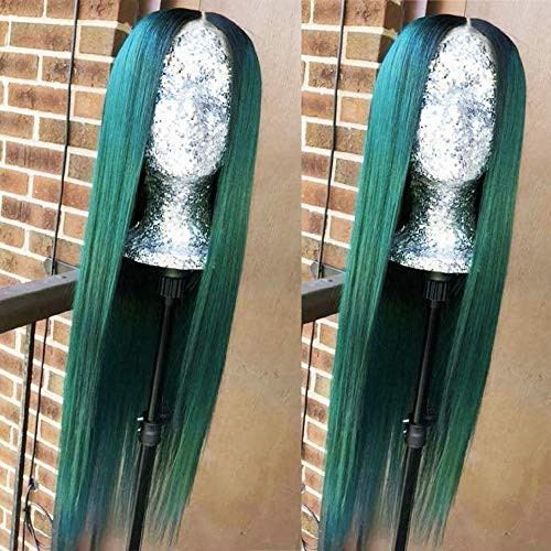 ANDRIA Ombre Green Wig Silk Straight Hair Wigs Dark Roots Blue Wig Synthetic Long Natural Straight Wig Heat Resistant Fiber Middle Part Wig 26 Inches Ombre Green Color Hair Wigs ANDRIA Ombre Green Wig Silk Straight Hair Wigs Dark Roots Blue Wig Synthetic Long Natural Straight Wig Heat Resistant Fiber Middle Part Wig 26 Inches Ombre Green Color Hair Wigs