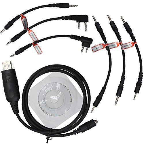 KENMAX 6 in 1 USB Program Programming Cable Two Way Radio Ham Radio Walkie Talkies Lead Adapter for Motorola HYT Icom Baofeng Puxing Kenwood Yaesu