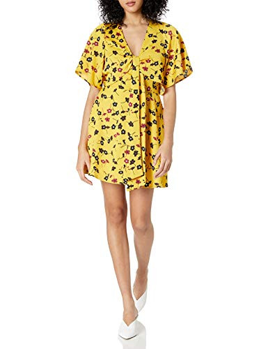 BCBGeneration Women s Bow Tie Ruffle Dress Yellow L