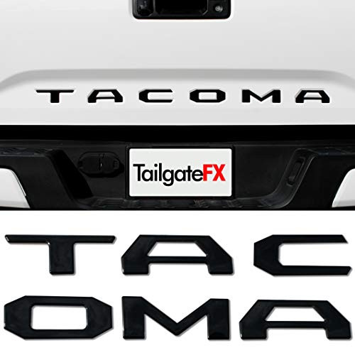 TAILGATE LETTERING   Fits TACOMA 2016 2017 2018 2019 2020   Insert Emblem Raised Lettering   3D GLOSS BLACK