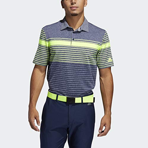 adidas Golf Ultimate365 Engineered Heathered Polo Shirt Solar Yellow Collegiate Navy Collegiate Navy Melange Small