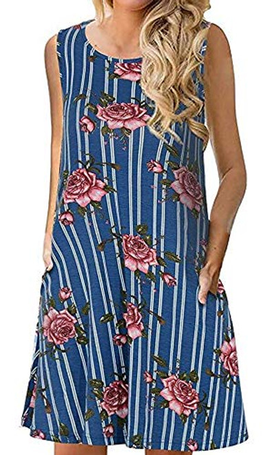 Tshirt Dresses for Women Summer Beach Sundresses Floral Casual Sleeveless Pockets Swing Dress Navy Blue FloralS Tshirt Dresses for Women Summer Beach Sundresses Floral Casual Sleeveless Pockets Swing Dress Navy Blue FloralS