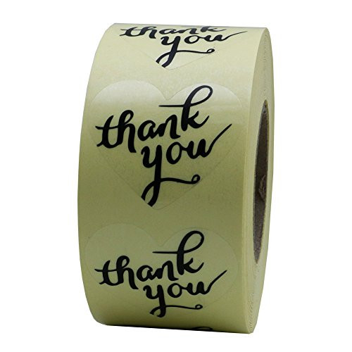 Hybsk Love Heart Clear Transparent Thank You Stickers with Heart 15 Inch Adhesive Labels 500 Per Roll  Transparent
