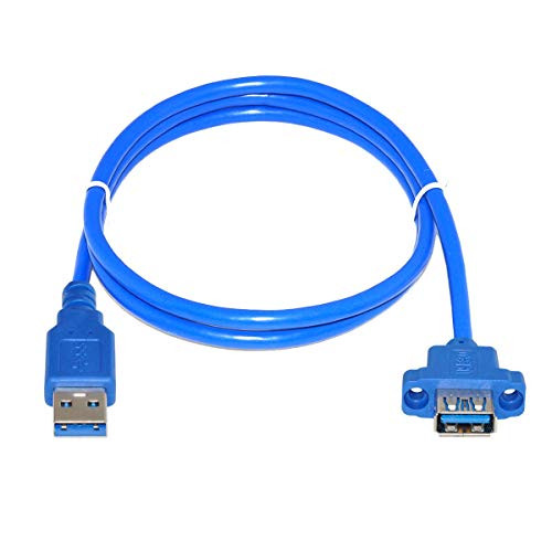 Cablecc USB 30 A Type Male to Female Extension Cable with Panel Mount Screws Holes
