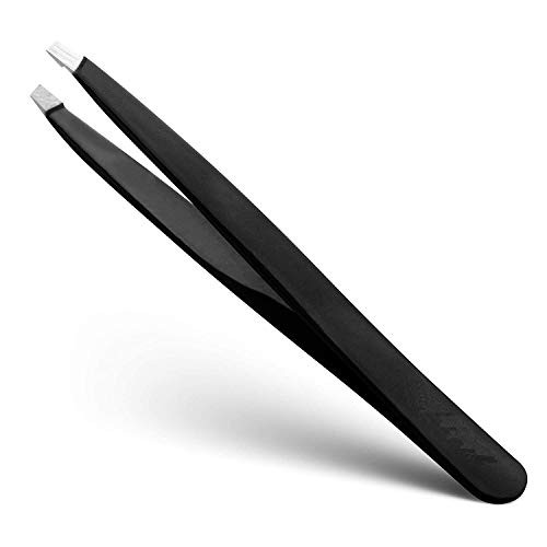 Eyebrow Tweezers Professional Stainless Steel Slant Tip Tweezers for Eyebrows the Best Precision Tweezers for Eyebrows Shaping and Facial Hair Removal Black Eyebrow Tweezers Professional Stainless Steel Slant Tip Tweezers for Eyebrows the Best Precision Tweezers for Eyebrows Shaping and Facial Hair Removal Black