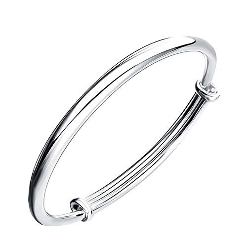 SOSUO Fashion Women Jewelry Solid 925 Sterling Bangle Bracelet Gift Silver  9inch
