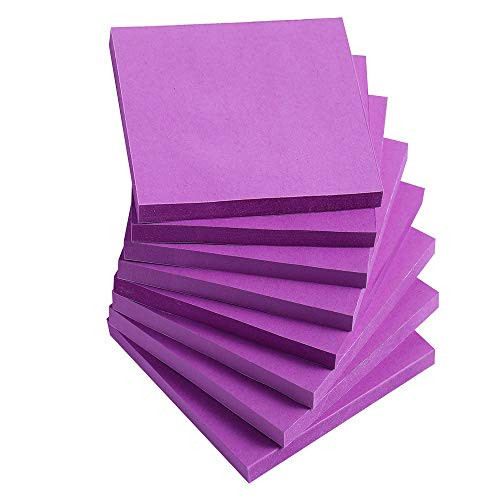 Sticky Notes 3x3 InchesBright Purple Self Stick Pads Easy to Post for Home Office Notebook 8 Pads Pack