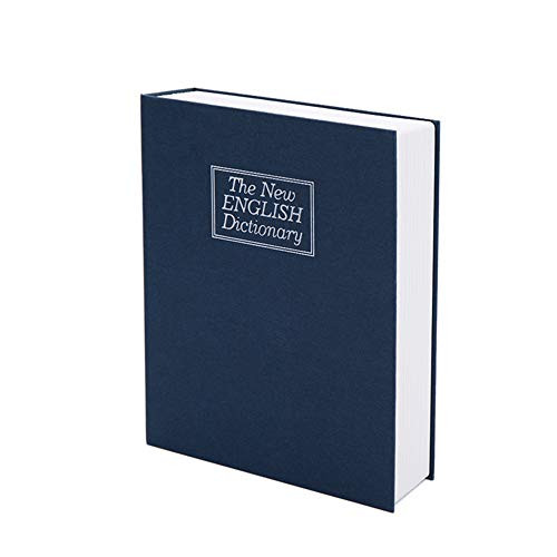 Book Safe Box Dictionary Diversion Lock Box Key Lock Safe Secret Hidden Metal Lock Box Money Hiding Box Collection Box  Blue