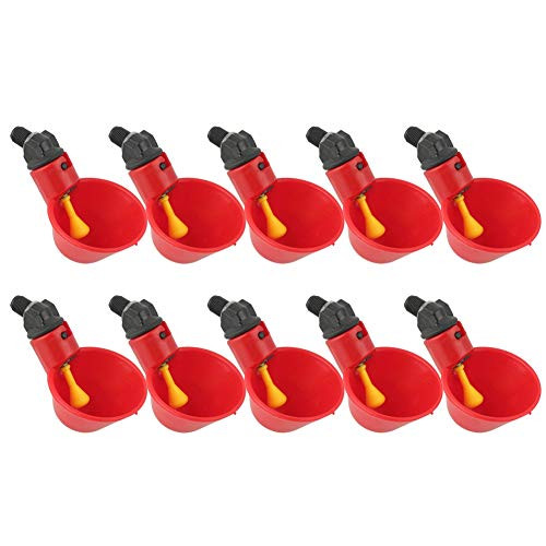 ViaGasaFamido Chicken Drinkers Waterers?10Pcs Automatic Poultry Watering Drinking Dispenser Cups Drinking Dispenser Red Plastic Bowls Backyards Flock Duck Bird Water Feeder for Pigeons