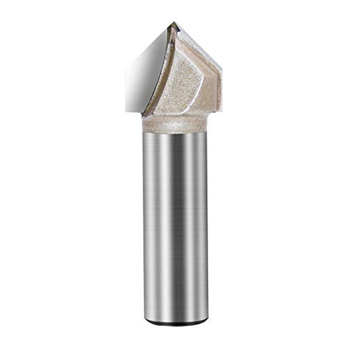 V Groove Router Bit 90 Degree Double Flute Chamfer and Bevel Bit Carbide Tipped Woodworking Tool Engraving Router Bit 3 4 Dia x 1 2 Inch Shank