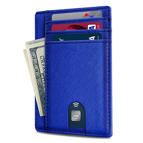 Slim Minimalist Wallet Men Front Pocket RFID Blocking Leather Skinny Wallets
