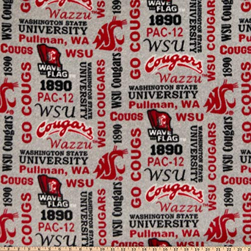 Sykel Enterprises NCAA Washington State Cougars Fleece Heather Verbiage Multi Yard