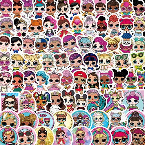 No Duplicate LO L Surprise Doll Sticker 103pcs Waterproof Vinyl Stickers for Water Bottles Laptop Stickers Cars Motorbikes Bicycle Skateboard Luggage Phone Ipad Graffiti Decals