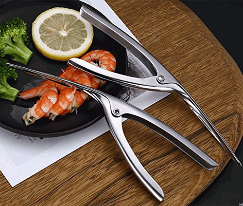LingSY Shrimp Peeling and Deveining Seafood Shell Prawn Curved Peeler Shrimp,Stainless steel shrimp deveining tool,2Pcs