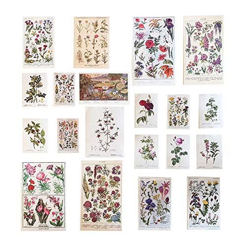 Doraking 60PCS DIY Decoration Vintage Plants Flowers Washi Stickers for Scrapbook Decoration Notebooks Planners Doraking Retro Flowers Stickers