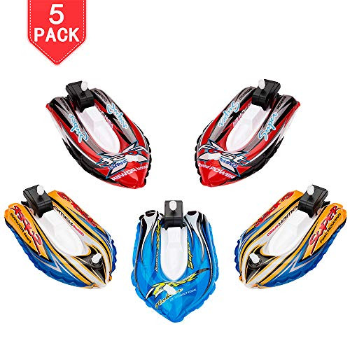 PROLOSO 5 Pack Bath Toys Inflatable Yacht Wind Up Toys Bathtub Clockwork Cochain Boats