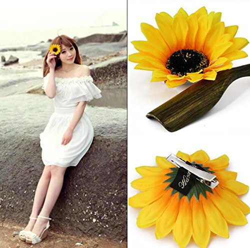 XINGZI 6PCS Women Girls 4 inch Yellow Sunflower Hair Clips Alligator Clips Hairpin Hair Clamp Barrettes Headwear Hair Hair Styling Accessories for Party Beach Vacation Wedding Bridal Best Xmas Gifts