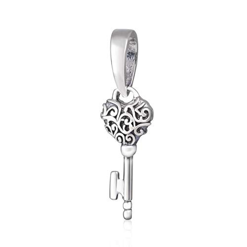 Regal Key Silver Pendant Charm 925 Sterling Silver Beads Keys of Love Charm fit Pandora Charms Bracelet   Necklace