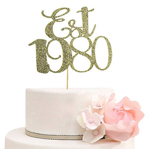 Established in 1980 Cake Topper 40th Birthday Wedding Cake Toppers 40th Anniversary Party Decorations Gold Glitter Established in 1980 Cake Topper 40th Birthday Wedding Cake Toppers 40th Anniversary Party Decorations Gold Glitter