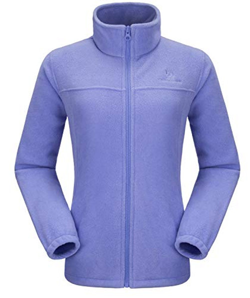 CAMEL CROWN Women Full Zip Fleece Jackets with Pockets Soft Polar Fleece Coat Jacket Sweater for Spring Outdoor Blue M