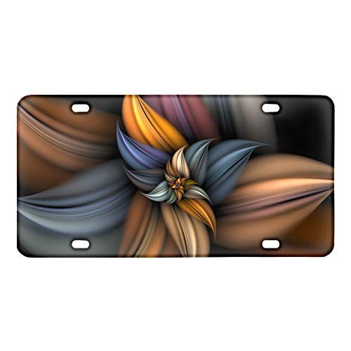 chaqlin Flower License Plate Car Decorative Car Front License Plate Tag Aluminum License Plate 6 X 12 Inch  4 Holes