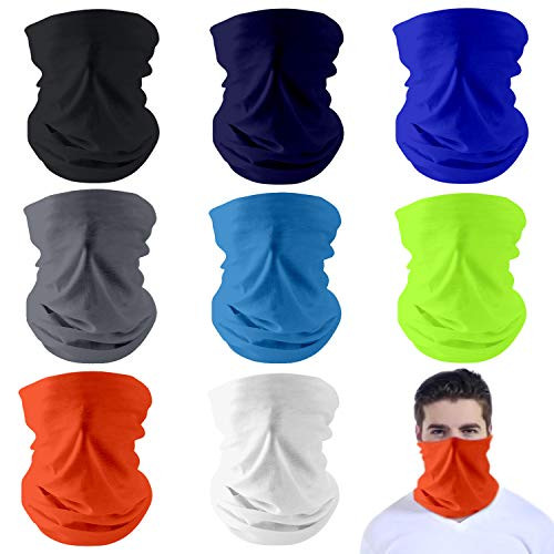 Dapaser 8 Pack Reusable Cooling Neck Gaiter Face Cover Balaclava UV Protection Breathable Bandanas Scarf for Women Men