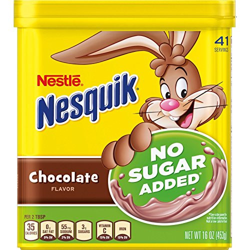 Nestle Nesquik No Sugar Added Chocolate Powder 16 Ounce  Pack of 2