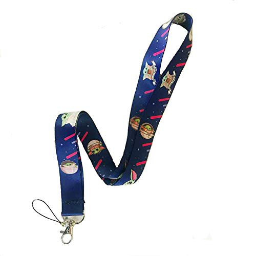 HappyBus Baby Yoda Lanyard Keychain Holder Mandalorian Star Wars Lanyard for Keys Cell Phone ID Badges  blue