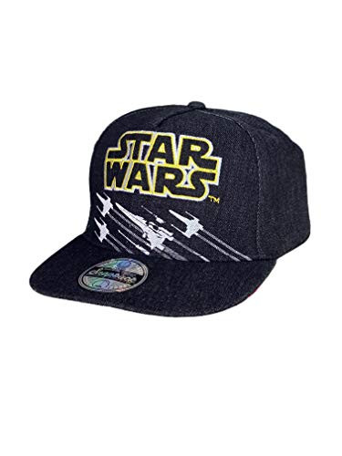 Classic Star Wars X Wing Starfighter Embroidered Logo Outline Youth Flatbill Baseball Cap Hat Black   Yellow