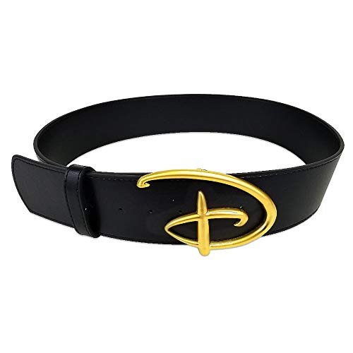 DISNEY BELT   SIGNATURE D LOGO GOLD ENAMEL CAST BUCKLE   BLACK VEGAN LEATHER BELT