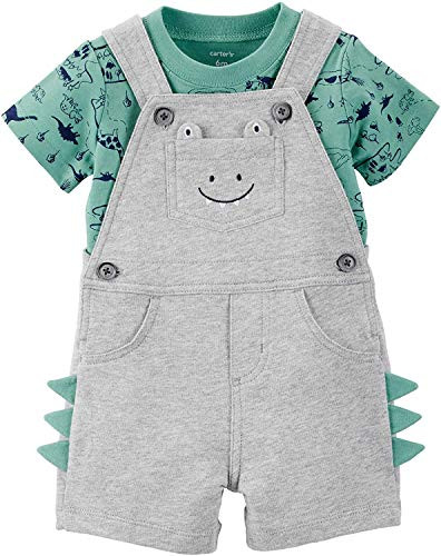 Carter s 2 Piece Dinosaur Tee and Shortalls Set  18 Months  Gray