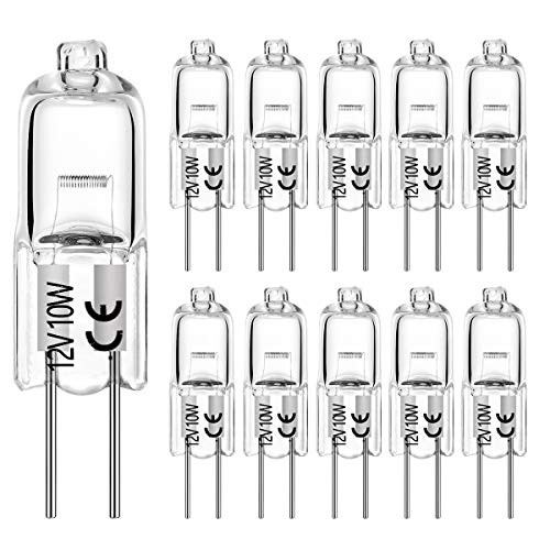 G4 Halogen Bulb T3 10 Watt 120lm G4 Bi Pin Bulb AC DC12 Volt for Under Cabinet Puck Light Chandeliers Track Lighting10W 12V Warm White 2700K  10 Pack
