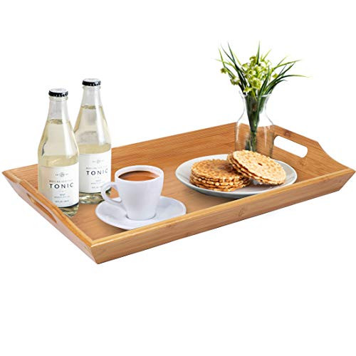 Artmeer Wooden Large Serving Trays Handles Breakfast Salad Platters Bamboo Decorative Trays Coffee Tea Tray Food Tray Butler Serving Tray for Kitchen Party Dinner Snack Artmeer Wooden Large Serving Trays Handles Breakfast Salad Platters Bamboo Decorative Trays Coffee Tea Tray Food Tray Butler Serving Tray for Kitchen Party Dinner Snack