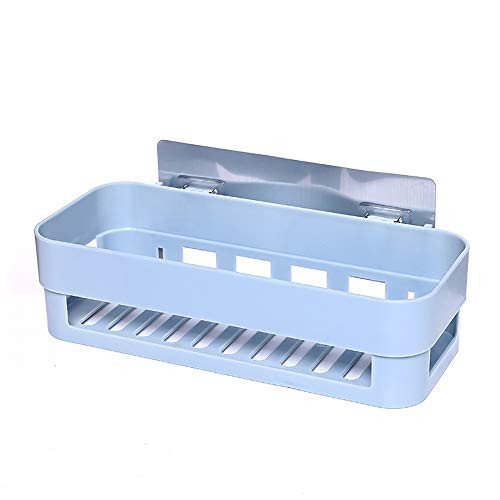 UAUTO Plastic Shelf Storage Rack Self Adhesive Traceless Rectangular Box Organizer Hanging for Kitchen Bathroom Wall Mount No Driling Required  Blue