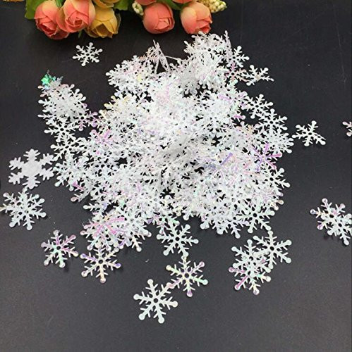 Sorive 600Pcs White Snowflakes Confetti for Christmas Wedding Birthday Holiday Party Decorations Supplies
