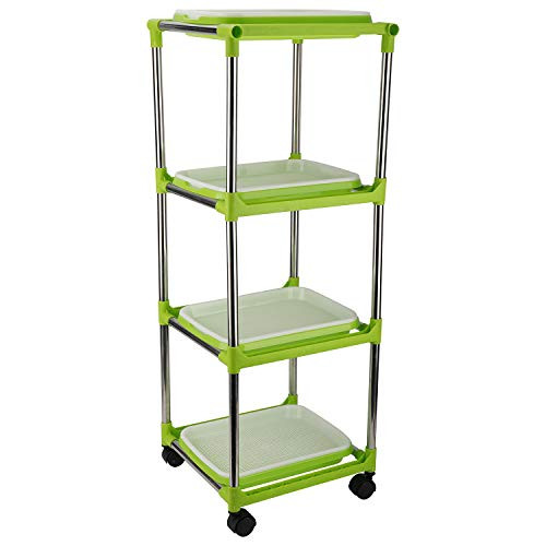 Artilife 4 Layers Sprout Trays with Stainless Steel Shelf Soil Free Healthy Wheatgrass Seeds Grower   Storage Trays for Garden Home Office
