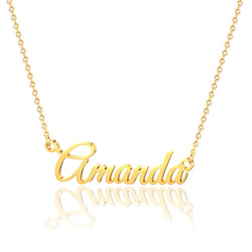 Amanda Name Necklace Amanda Word Necklace Personalized Name Necklace Custom Name Necklace for Men Name Customized Necklace Adjustable Chain 18 Font Necklace